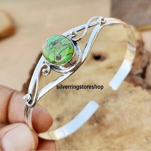 Green Stone Silver Bracelet